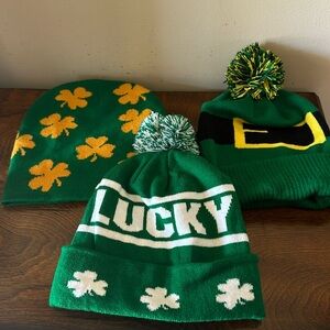 Green Shamrock Beanie Set